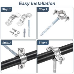 6Pcs2&Prime; (50mm) Adjustable Pipe Bracket Clamps Set (M8)