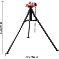 VEVOR Tripod Pipe Chain Vise 1/8&Prime;-5&Prime; Capacity Folding Legs W/ Harden Teeth&Chain
