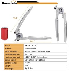 3/8 1/2 OD Tubing 2 in 1 Manual Bender 180 HVAC Copper Tube Bending Tool