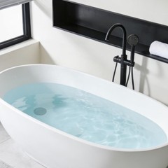 Hibbent 3 in 1 Metal Bathtub Drain Stopper, Universal Pop Up Tub Matte Black