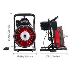 Drain Cleaner Machine Drain Auger 75FT x 1/2 Inch Manual Feed & 4 Cutters