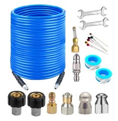 200FT Sewer Jet Hose 1/4&rdquo; NPT Sewer Jetter Kit for Pressure Washer 5800PSI US