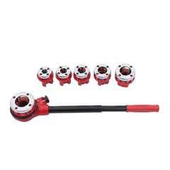 6Pack 1/4&Prime; to 1-1/4&Prime; NPT Manual Ratchet Pipe Thread Pipe Reel W/ Rachet Handle