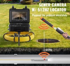 9 Inch Sewer Camera 50m/164ft Pipe Inspection Camera w/ 512hz Sonde 720p