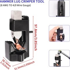 160PCS Battery Cable Ends with Hammer Lug Crimper Tool,AWG 2/4/6/8/10/12 Gauge c