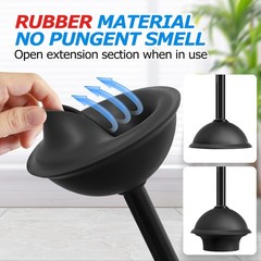 FORASTO 3Pack 2 in 1 Toilet Brush and Plunger Set, Extended 3Pack, Black