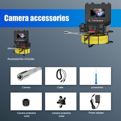 30m Sewer Pipe Inspection Camera Drain Sewer Pipeline Industrial Endoscope 7&rdquo;