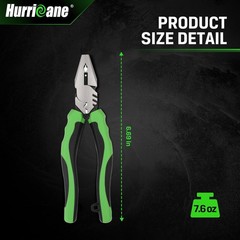 Pro Linesman Pliers 6&Prime; with Non-Slip Jaws, Stripped Screw Extractor, Wire Cutter