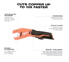 Milwaukee 2471-20 M12 Cordless Copper Tubing Cutter &ndash; Red