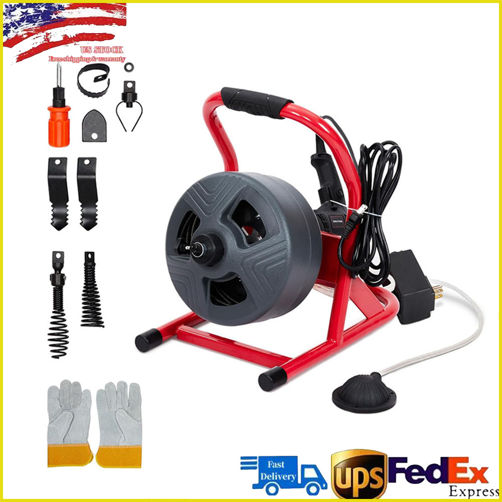 50Ft x 5/16&Prime; Drain Cleaner Machine for 3/4&Prime; &ndash; 3&Prime; Pipe Drain Auger Sewer Plumbing