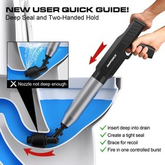 AMPFORCE &zwnj;Electric Toilet Plunger for Bathroom, High-Pressure Air Ink Black