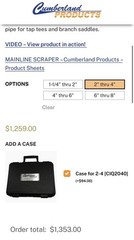 Cumberland Products Mainline Pipe Scraper 2&rdquo; &ndash; 4&rdquo; With Case
