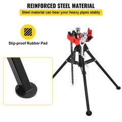 VEVOR Tripod Pipe Chain Vise 1/8&Prime;-5&Prime; Capacity Folding Legs W/ Harden Teeth&Chain