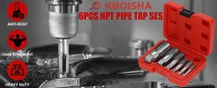 6pcs NPT Taper Pipe Tap Set Carbon Steel Threading 1&Prime; 3/4&Prime; 1/2&Prime; 3/8&Prime; 1/4&Prime; 1/8&Prime;