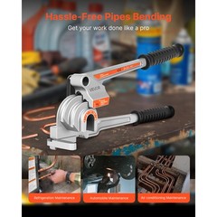 VEVOR 3 in 1 Lever Pipe Tube Bender for 1/4&Prime;, 3/8&Prime;, 1/2&Prime; O.D. 0-180&deg; Bending