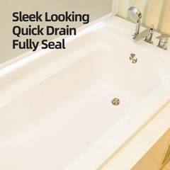 Champagne Brushed Gold Bronze Bathtub Drain, Hair Catcher and 2-Hole Overflow Fa