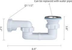 Bath Shower Drain Low Profile p Trap 1 1/2&Prime; Flat Kit for White