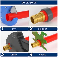 2 Pex Crimper 1/2&Prime; And 3/4&Prime; Plumbing Crimping Gonogo Set Angle Gauge Tools Combo