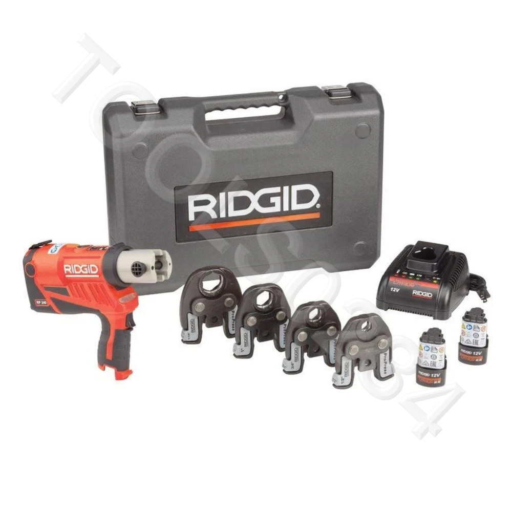 Ridgid 57398 RP240 Pro Press Kit 1/2 &ndash; 1-1/4 w/ Heads Batteries Charger Case