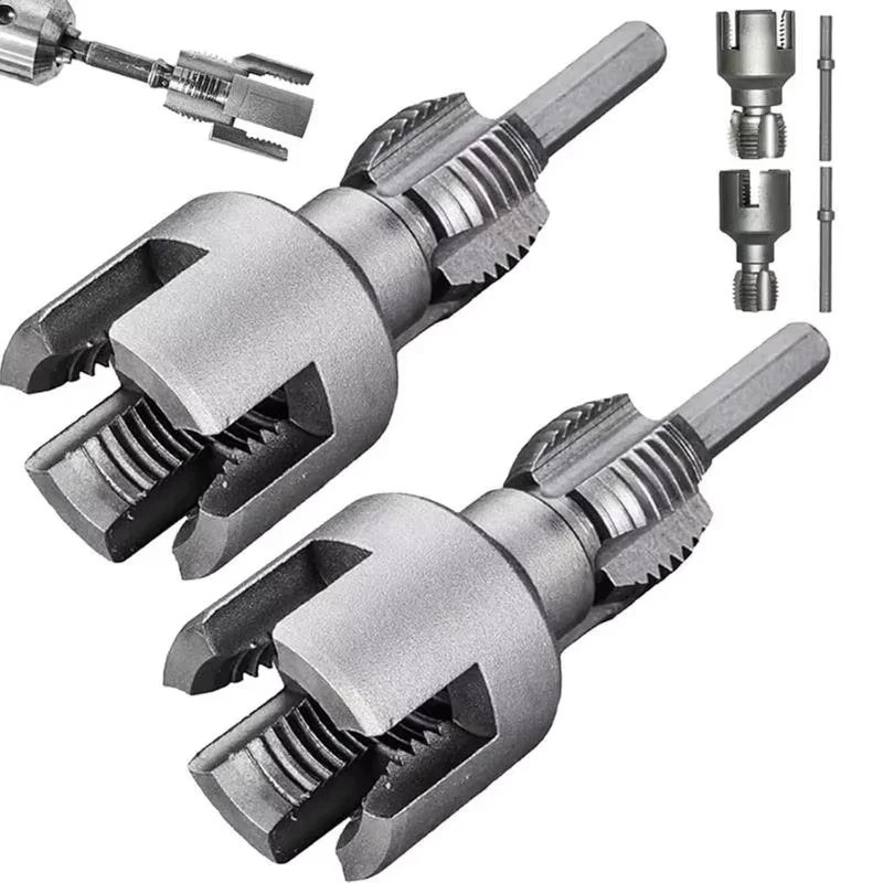 2pcs Integrated Internal & External Pipe Threading-Tool,PVC Pipe Threader Kit