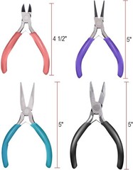 4Pcs Jewelry Pliers Tool Set Includes Needle Nose Pliers, Round Nose Pliers, Wir