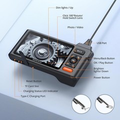 Waterproof 1080P Industrial Borescope with 50FT Cable & 5-Inch IPS Display
