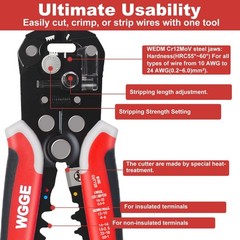 WG-014 Automatic Wire Stripper Tool for AWG 10-24, 3 in 1 with Cutters & Crimper