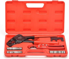 Angle PEX Crimping Tool w/ Pipe Cutter for 1/2&Prime; & 3/4&Prime; PEX Crimp Copper Rings
