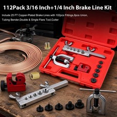 Brake Line Flaring Tool Kit &ndash; 3/16&Prime; & 1/4&Prime; with 25FT Copper Brake Line, 94pcs Fi