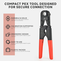 Icrimp Pex Pipe Crimping Tool Kit for 3/8,1/2,3/4,1-Inch Copper Ring with Free G