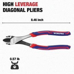8 Inch High Leverage Diagonal Pliers, CRV Steel & Anti-Slip Handle | Heavy Duty