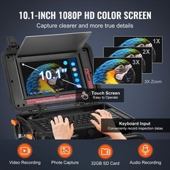 165ft Sewer Camera 10.1&Prime; Touchscreen, 12LED, IP68 Self-Leveling