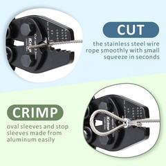 Wire Rope Crimper Cutter Set with 150pcs Ferrules | Fits 0.1&ndash;2.2mm oval & double