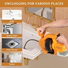 Cordless Drain Auger Compatible with Dewalt 20V Battery, 24 FT Replaceable Auto-