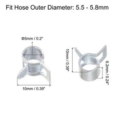 Spring Hose Clamp, 50pcs 65Mn Steel 5mm Low Pressure Air Clip, Zinc Plated