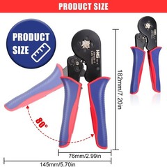 Ferrule Crimping Tool AWG 23-7, Square Ratchet Self-Adjusting Crimper for End-Sl