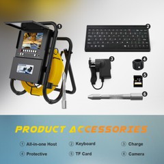 HD 1080P Sewer Pipe Inspection Camera with Keyboard Meter Counter 7&Prime; Monitor 50M