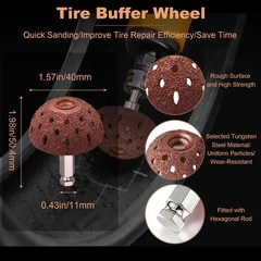 Tire Repair Patch Kit 24Pcs, Plugs, Roller, Buffing Wheel, Drill Bits