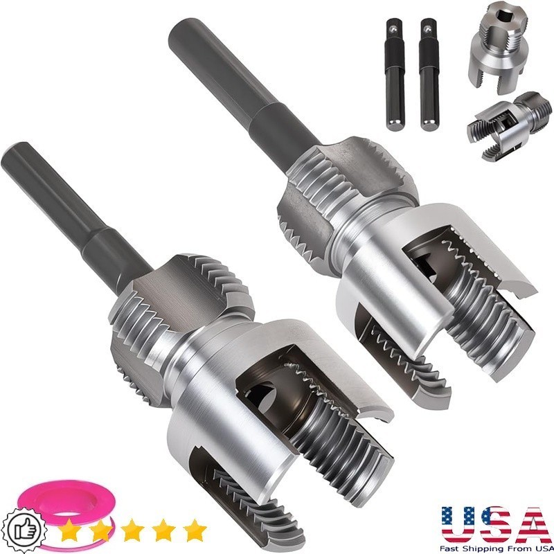 Dual Function PVC Pipe Threading Tool Set Drill Powered Heavy Duty Thread Cutter