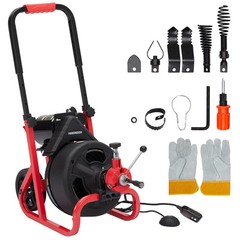 GRAVEE Electric Drain Auger 100&rsquo;x3/8&Prime; Auto-Feed Sewer Snake w/ Cutters