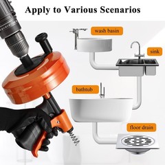 50 FT Drain Snake with Auto-Feed & Drill Attachment &ndash; Heavy Duty Plumbing Aug&hellip;
