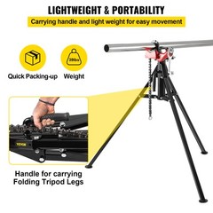 VEVOR Tripod Pipe Chain Vise 1/8&Prime;-5&Prime; Capacity Folding Legs W/ Harden Teeth&Chain