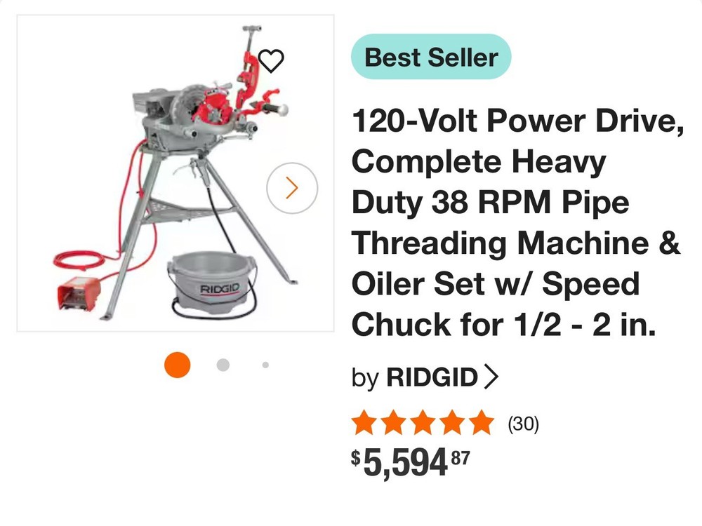 Ridgid model 300 120-volt pipe threading machine with stands