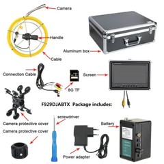 9&Prime; Self-Leveling Pipe Drain Industrial Endoscope Sewer Inspection Camera DVR 50M