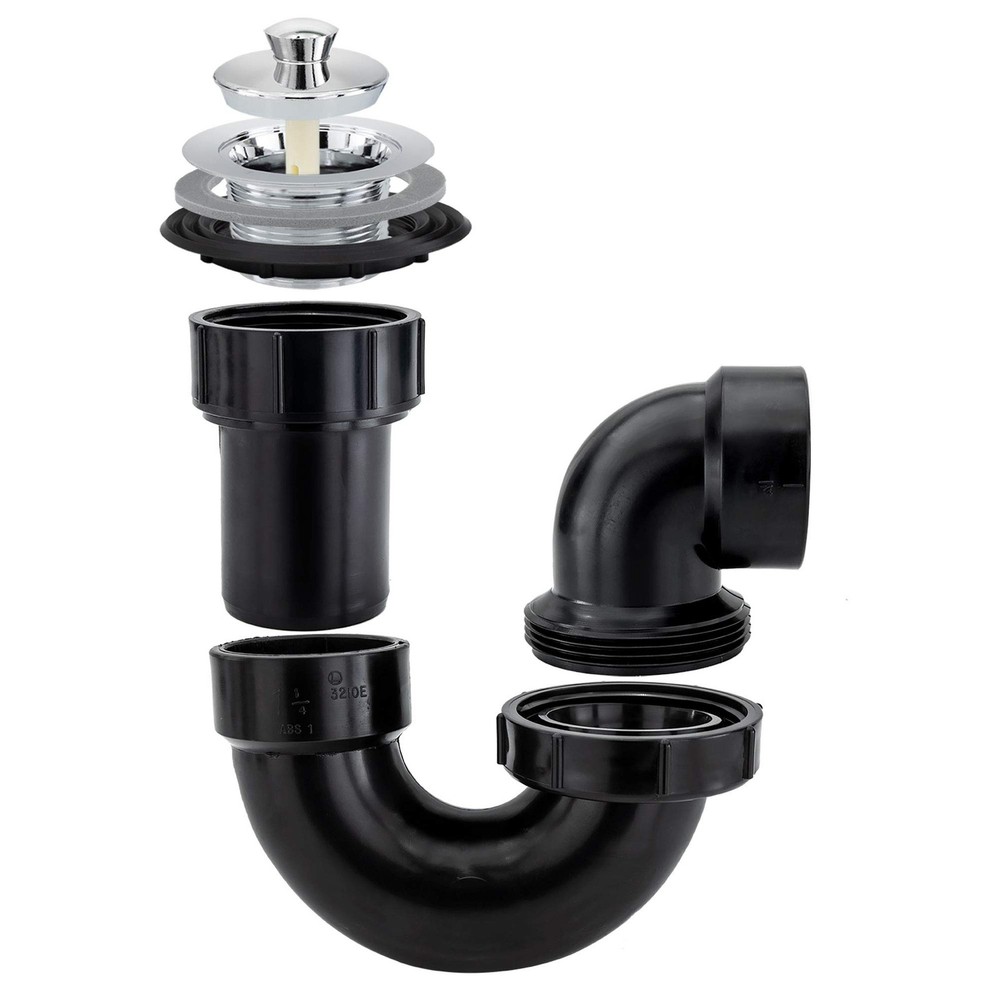 RecPro RV Shower Drain and Bathtub P Trap | Plumbing Black