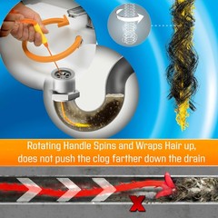FlexiSnake Drain Weasel Sink Snake Handle + 5 Refill Wands, Orange/Yellow