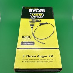 🔥NEW🔥Ryobi Lithium 3&rsquo; Drain Auger Kit UsbC 2AH Cordless Sealed in Pkg.