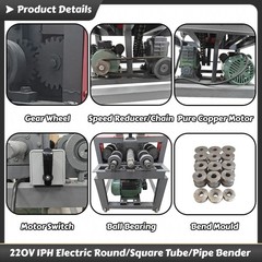 220V Single-phase Electric Pipe Bender Round/Square Tube Bending Machine 2.2KW