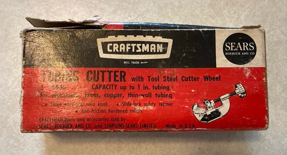 Vintage Craftsman Tubing Cutter 5533 With Tool Steel Cutter Wheel Cuts up to 1&Prime;