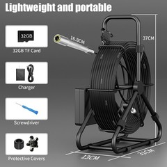 30M Drain Sewer Pipe Inspection Camera 23mm Industrial Endoscope 4.3&Prime; Monitor